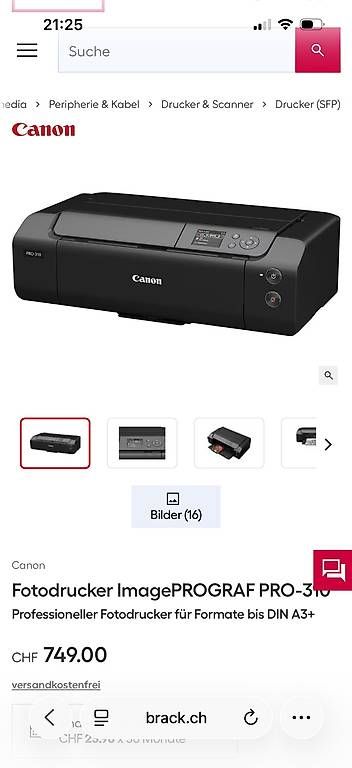 Stampanti: Neuwertiger Fotodrucker ImagePROGRAF PRO-310 – Usato da Lenzerheide/Lai venduto da cadale 4