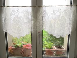 Vorhang gehäkelt Häkelspitze Rose, Handarbeit 97 x 36 cm
