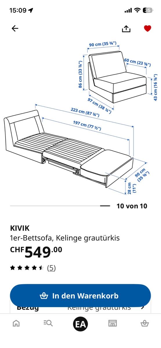 Divani: Kivik Bettsofa/Canapé lit – Nuovo (secondo la descrizione) da Bern venduto da pau_dm7p 2