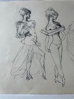 IRENE  ZURKINDEN - Original Tuschzeichnung  Studie  von 1980