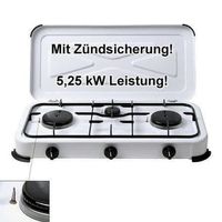 Campingkocher 3-flammig mit Zündsicherun