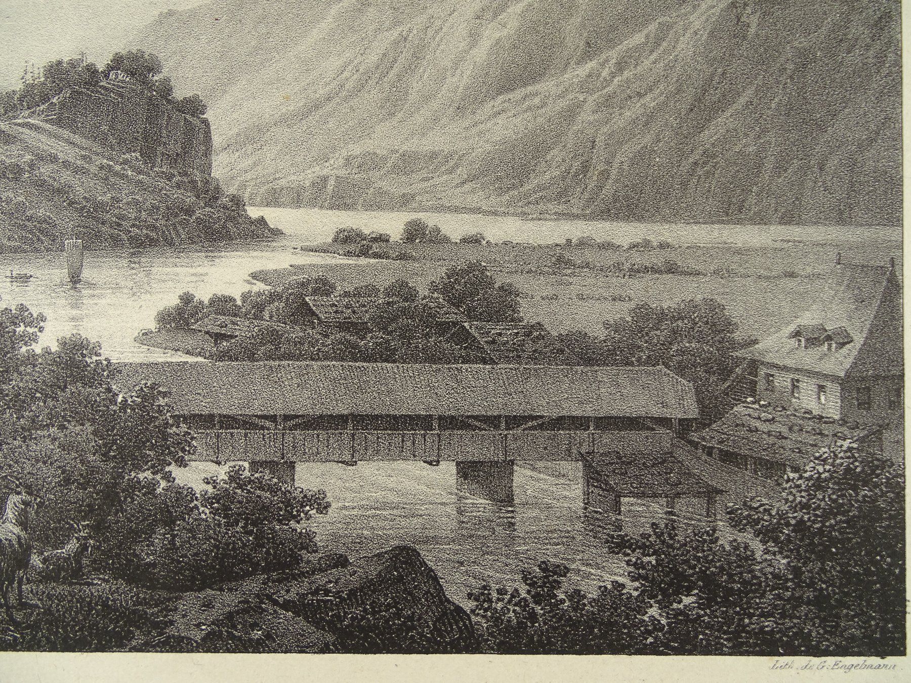 Incisioni: ZOLLBRÜCK INTERLAKEN, LITHOGRAPHIE 1824 – Usato da Grüningen venduto da Kartensammler 3