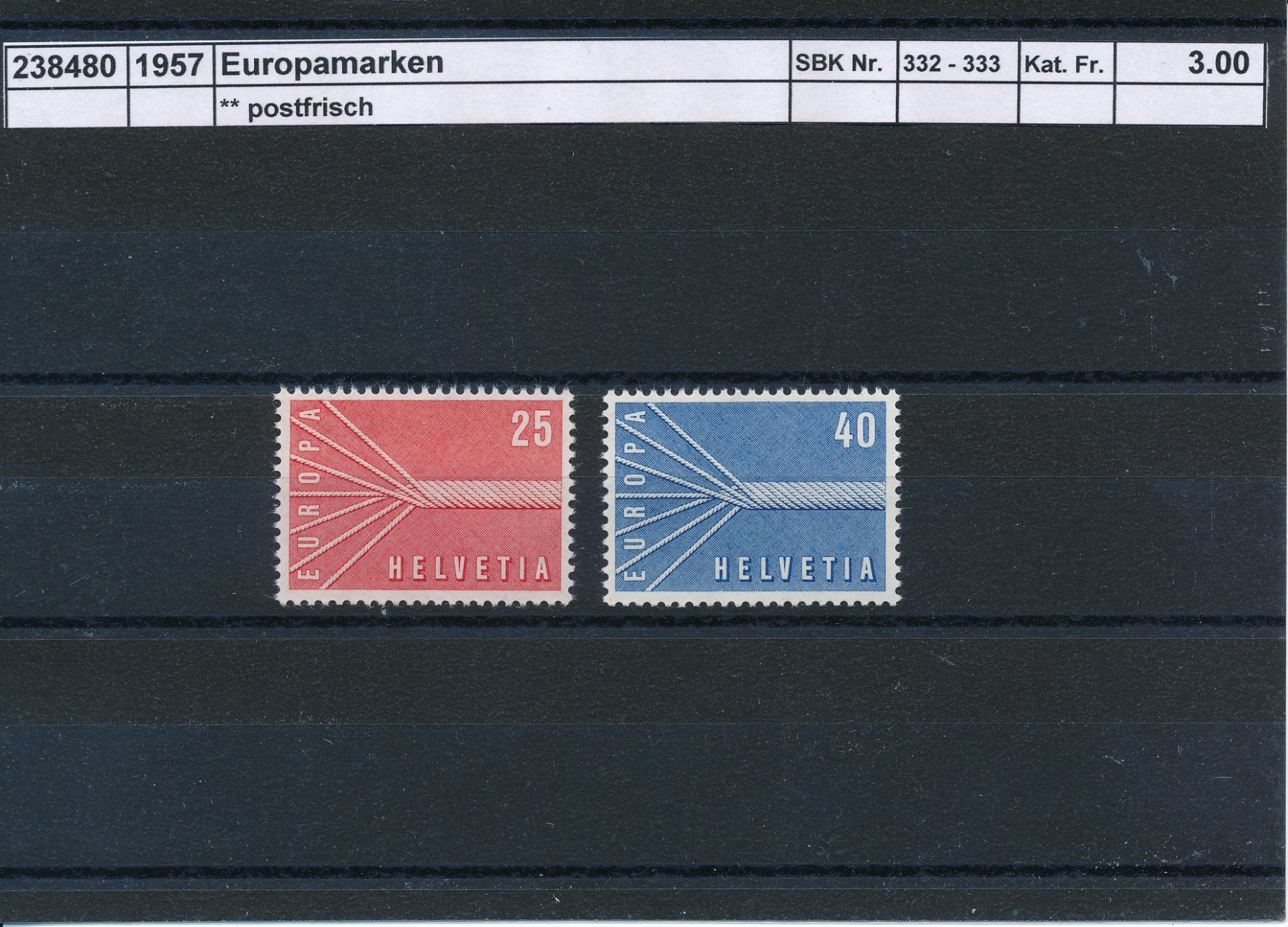 Tutti i francobolli: 1957 Europamarken, ** postfrisch – Nuovo (secondo la descrizione) da Winterthur venduto da Zupogeru