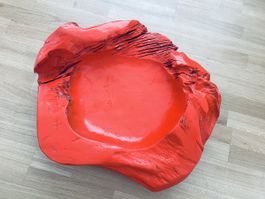 Rote Holzschale ( Teakholz ) Unikat Deko Eye-Catcher 60cm