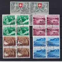 1953 Pro Patria Viererblocks gestempelt  15953