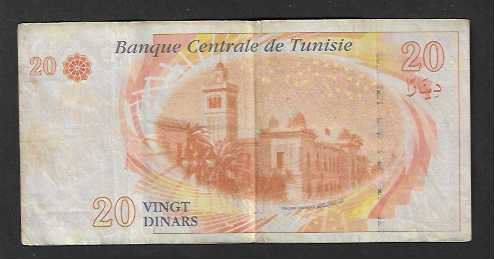 Banconote: Tunisie  20  Dinars  Gebraucht – Usato da Gordola venduto da coinsandnotes 1