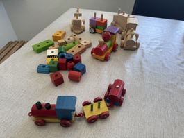 Holzspielzeug Zugset mit Bausteinen