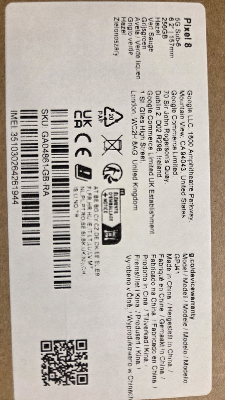 Google Telefoni cellulari / Smartphones: Google Pixel 8, 5G, 256GB, Hazel – Nuovo e nell'imballaggio originale da Effretikon venduto da Manitukala 3