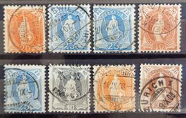 1905 à 1908: Hélvétie debout, 8 timbres O