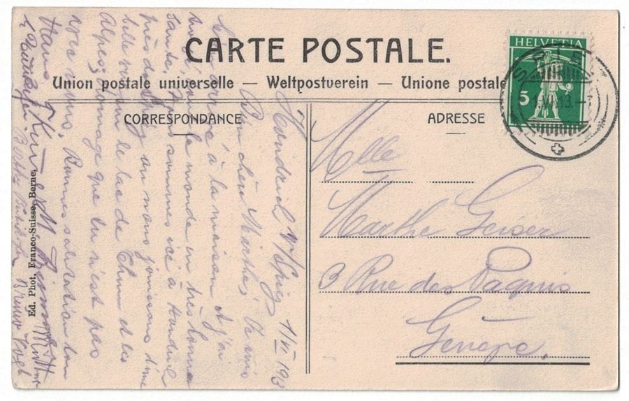 Cartoline postali: Spiez, gelaufen 1913 – Usato da Frauenfeld venduto da POML 1