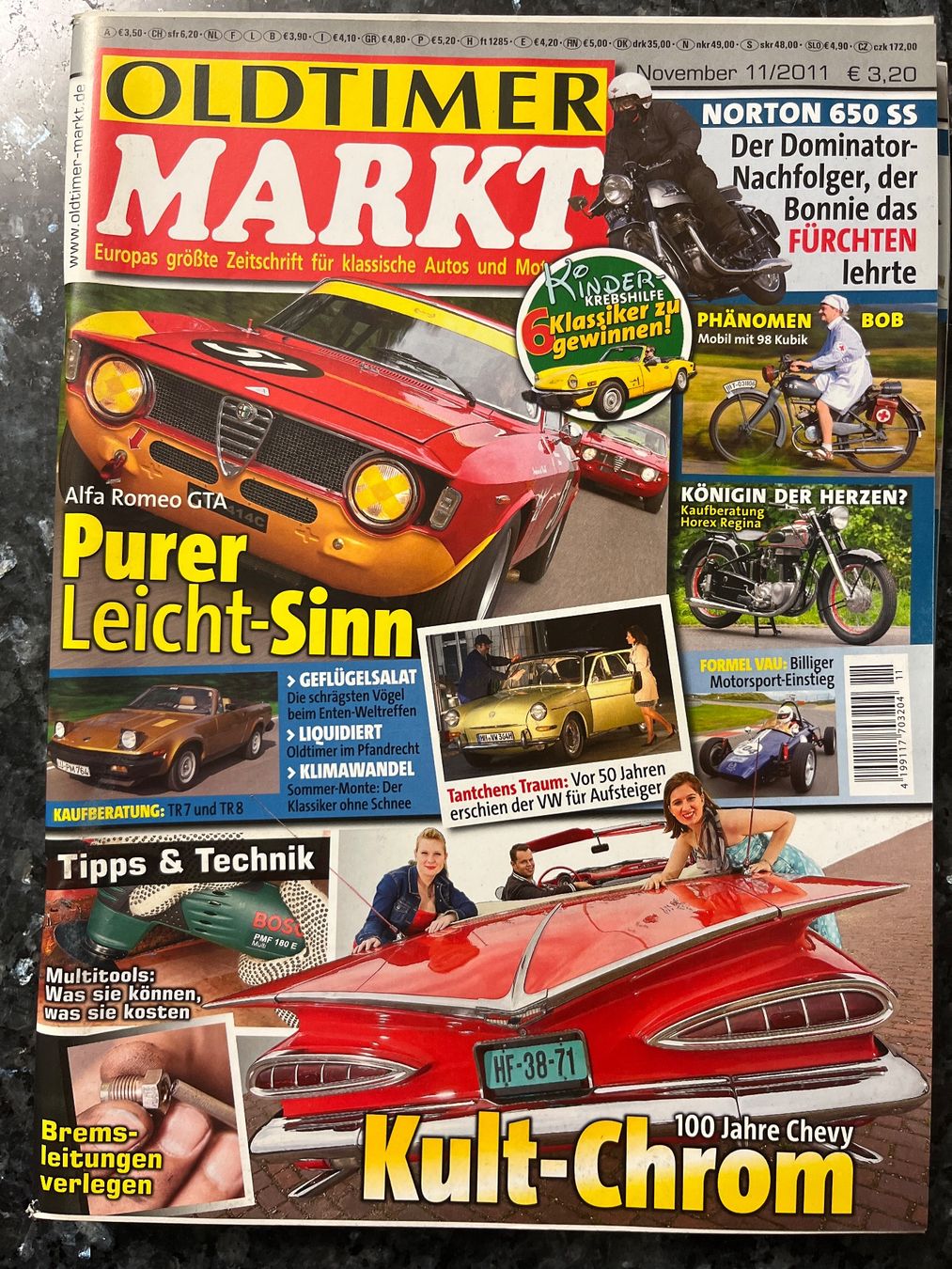 Riviste & Magazine: Oldtimer Markt  November 2011 Alfa Romeo GTA Triumph – Usato da Goldach venduto da SSRConzept