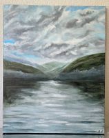 Tableau d'art "Ciel d'orage sur le lac"   faite maim
