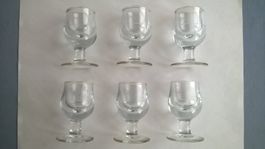 Verre a digestif (shot) 6 pces identiques année 1950