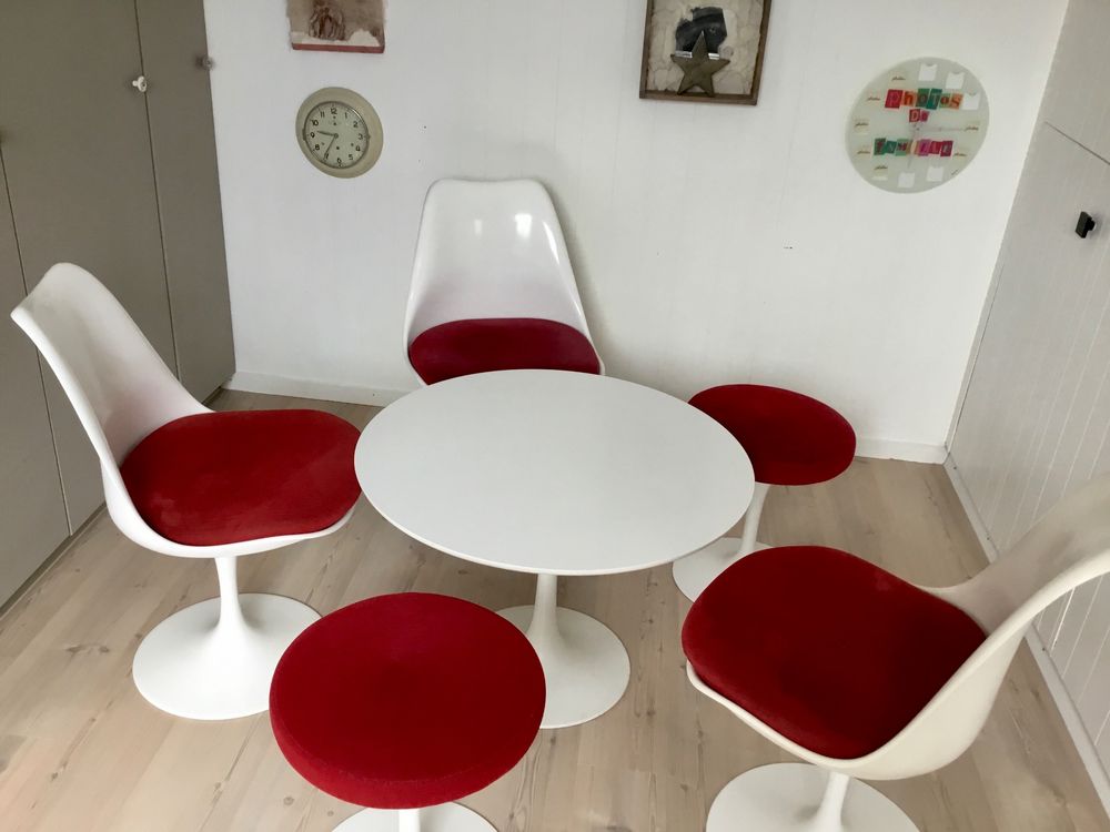 Ensemble table + 4 chaises en lin - table 120 x 70 cm - pièds en métal