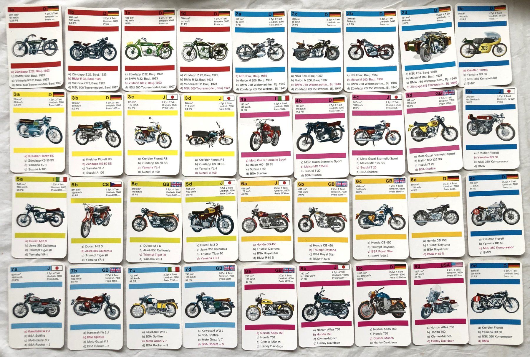 Spiele: Quartett Nr.53822 - Motorräder - F.X.Schmid - 1969 – Gebraucht aus Schaffhausen von durruti 2
