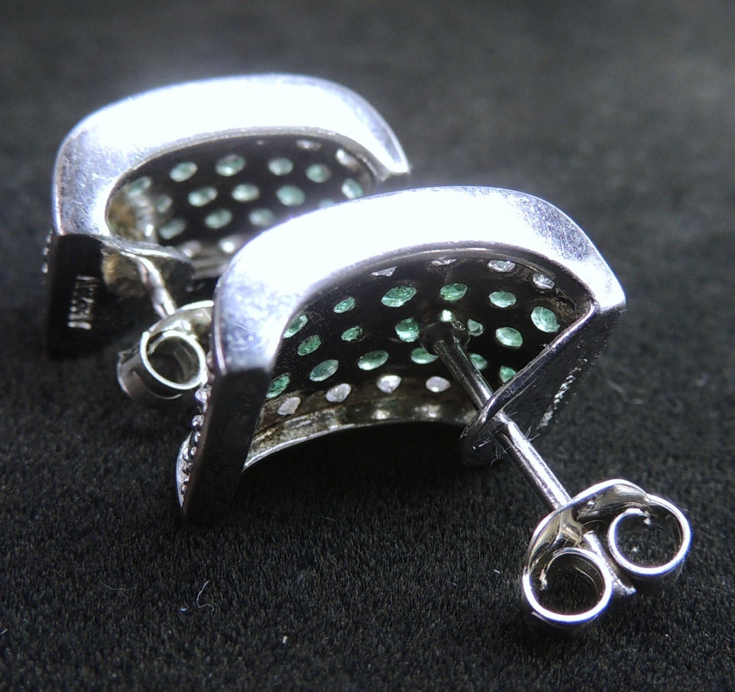 Orecchini pendenti & Orecchini a lobo: Silber 925 Pavé Ohrstecker mit Chromdiopsid – Nuovo (secondo la descrizione) da Waldenburg venduto da schaller707 6