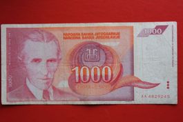currency banknote jugoslavija 1992