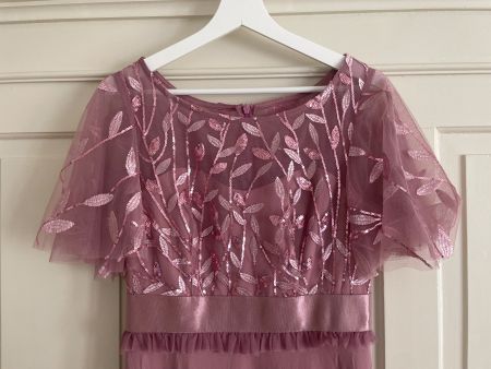 Abendkleid, rosa, Bodenlang, Grösse M mit Pailletten