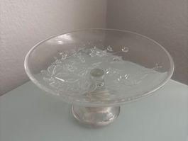 Glasschale auf Fuss mit Blumenmuster gebraucht Zustand