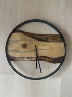 Grosse Holz-Metall Wanduhr