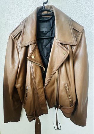Massimo Dutti leather jacket brown size XL like New