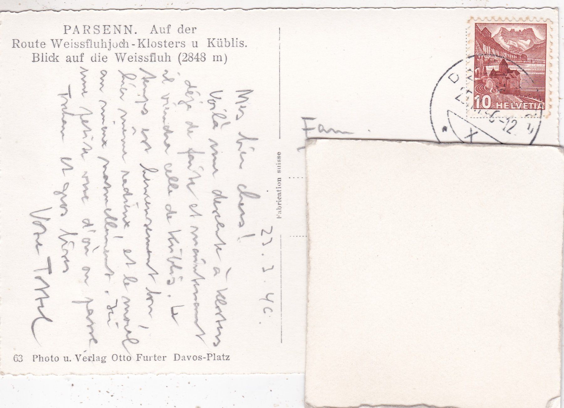 Cartoline postali: Parsenn 1946 – Usato da Herisau venduto da Lisegrat2008 1