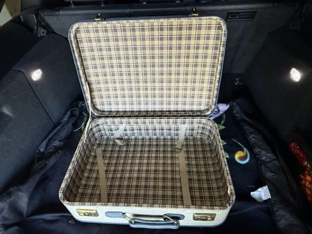 Koffer beige kariert innen Vintage Retro 50s 60s