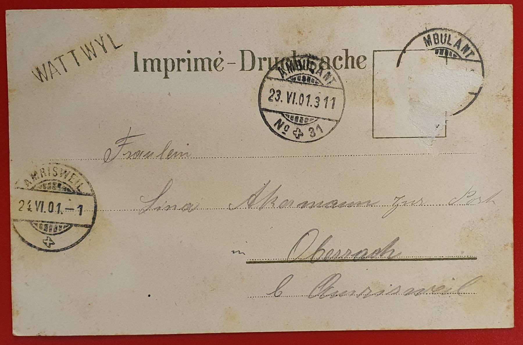 Cartoline postali: Gruss aus Wattwil 1901 – Usato da Kreuzlingen venduto da Rschweiz1 1