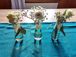 Boho 6 er Set Flaschen, Tischdeko, Hochzeit, Vintage