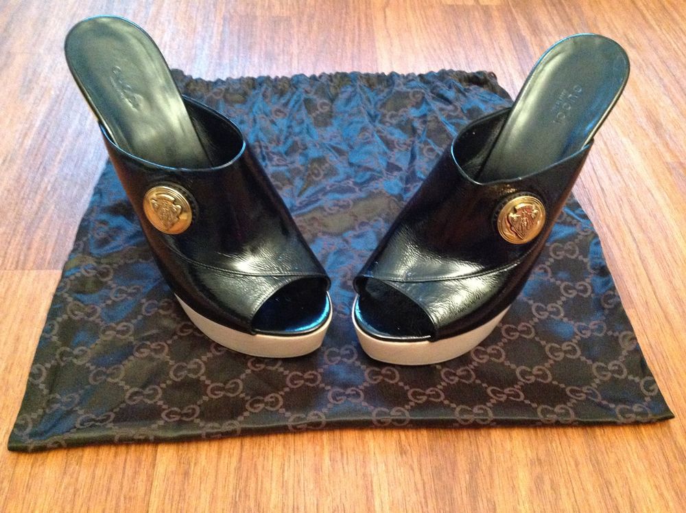 Gucci hysteria lackleder holzplattform wappen neu gem ss beschreibung