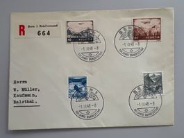 1948 100J Bundesstat Eing. Brief  mit F28+F30 /207+208