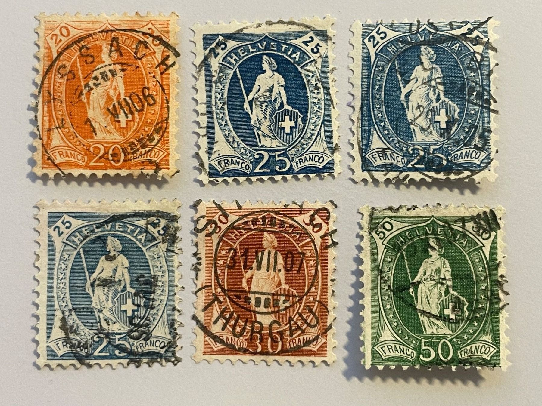 Alle Briefmarken: Stehende Helvetia Lot D, gestempelt – Gebraucht aus Küssnacht am Rigi von POSTOMASTER