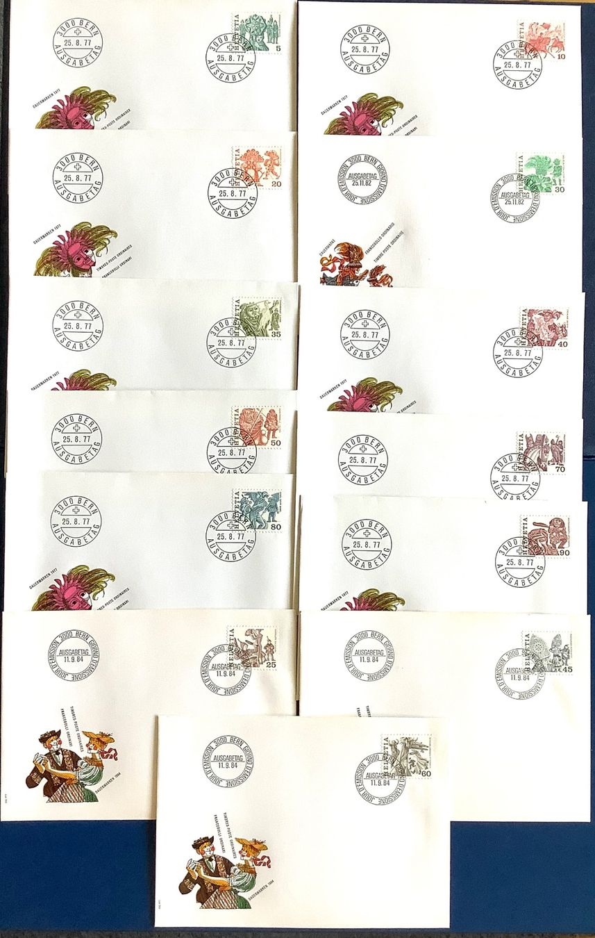 Tutti i francobolli: 1977- 84 - Volksbräuche Sätze im Einzel FDC – Nuovo (secondo la descrizione) da Liestal venduto da Skunk02