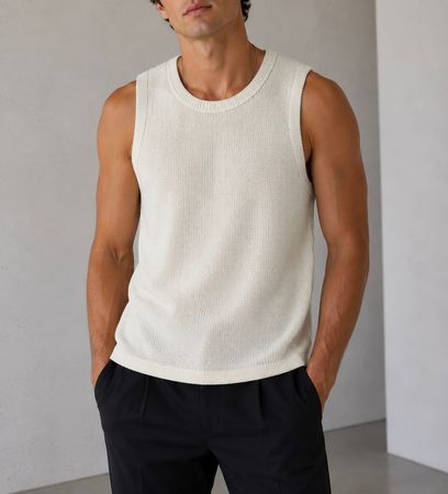 H&M gestricktes Tanktop off-white Gr. M