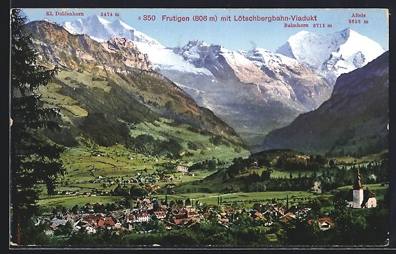 Cartes postales: Frutigen, Gesamtansicht mit Lötschbergb – D'occasion à Berlin par bartko-reher