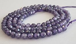 Zirkon Violett facettiert 3mm. Strang