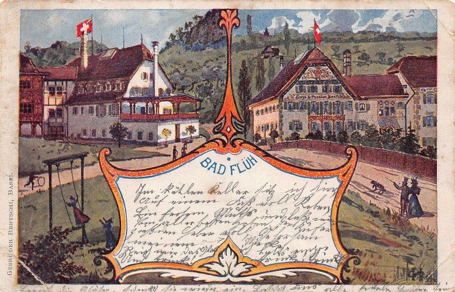 Ansichtskarten: Bad Flüh, Litho, um 1900 – Gebraucht aus Frauenfeld von POML