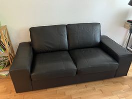 Ikea Kivik 2er Sofa, dunkelbraunes Leder, Top Zustand!