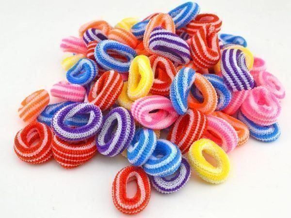 Accessori per capelli: 100 HAARGUMMIS - HAARBAND - GESTREIFT - HAARGUMMELIS – Nuovo e nell'imballaggio originale da Kriens venduto da swissgadget