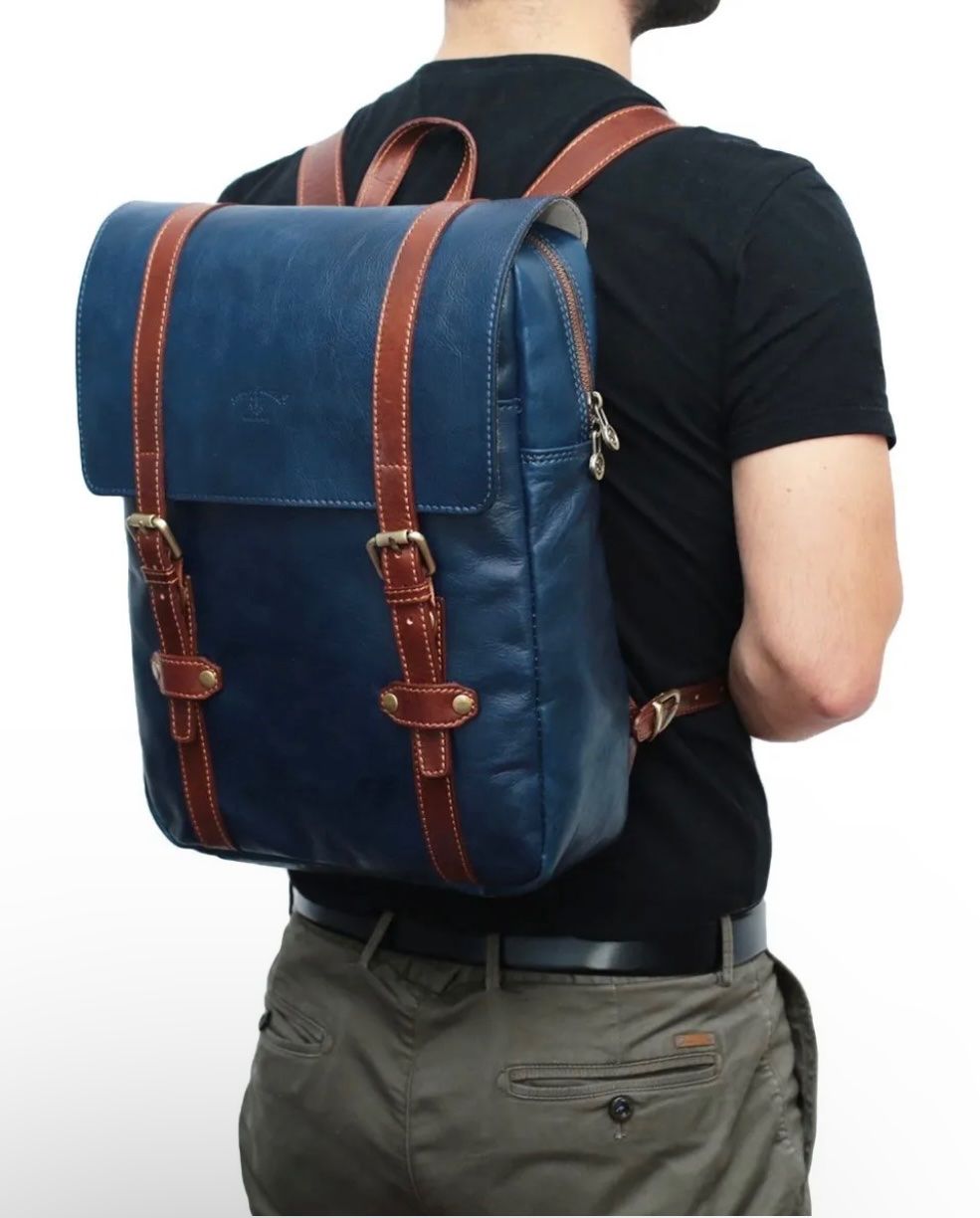 Zaini: Lederrucksack Fiorentino - Farbe: Blau – Nuovo e nell'imballaggio originale da Wittenbach venduto da WWW.DRILUBAGS.CH 2