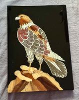Bild mit Adler Motiv Holz Intarsien auf schwarzem Grund🦅