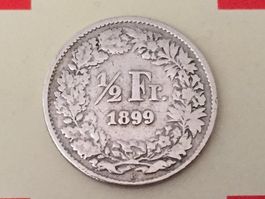 1/2 Franken 1899 s-ss, selten nur 0,4 Mio!