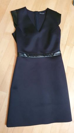 🌺Schwarzes Winterkleid Gr. 38 Lederapplikation 🌺