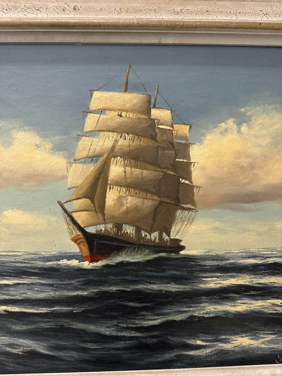 Dipinti: Antikes Gemälde Segelschiff auf hoher See – Usato da Ebikon venduto da Gaenggeliwaar 3