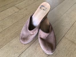 Holzclogs Echtleder Cognacfarbene ca. Gr. 39.5