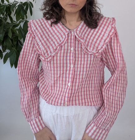 MNG Karobluse mit Rüschenkragen Grösse S 