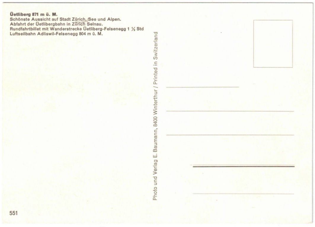 Cartoline postali: Uetliberg - 4 Bild AK – Usato da Binningen venduto da Mountainrider 1