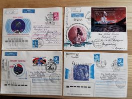 Raumfahrt  Sowjetische Briefumschläge mit Stempel, 4 Stück