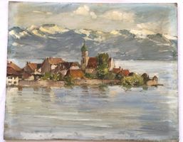 Ölgemälde - "Wasserburg am Bodensee" - signiert