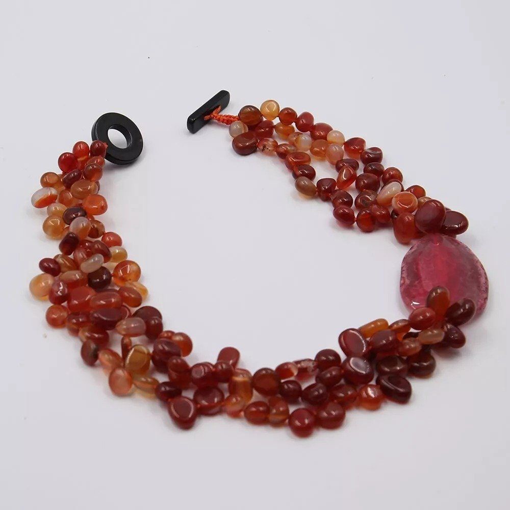 Catenine: Karneol 3 Strang Achat Edelsteinkette Collier Cornaline – Nuovo (secondo la descrizione) da Prilly venduto da ilyria73 3